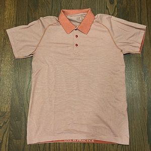 MENS PINK STRIPED LULULEMON POLO SIZE SMALL